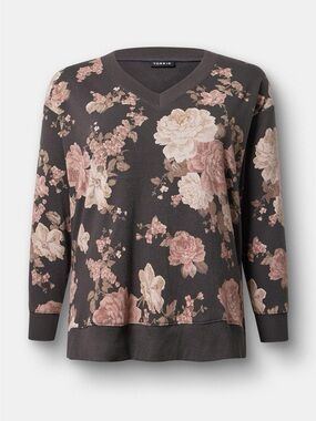 TORRID Cozy Fleece V-Neck Step Hem Sweatshirt Tunic